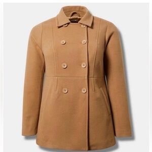 Torrid Camel Double-Breasted Pea Coat